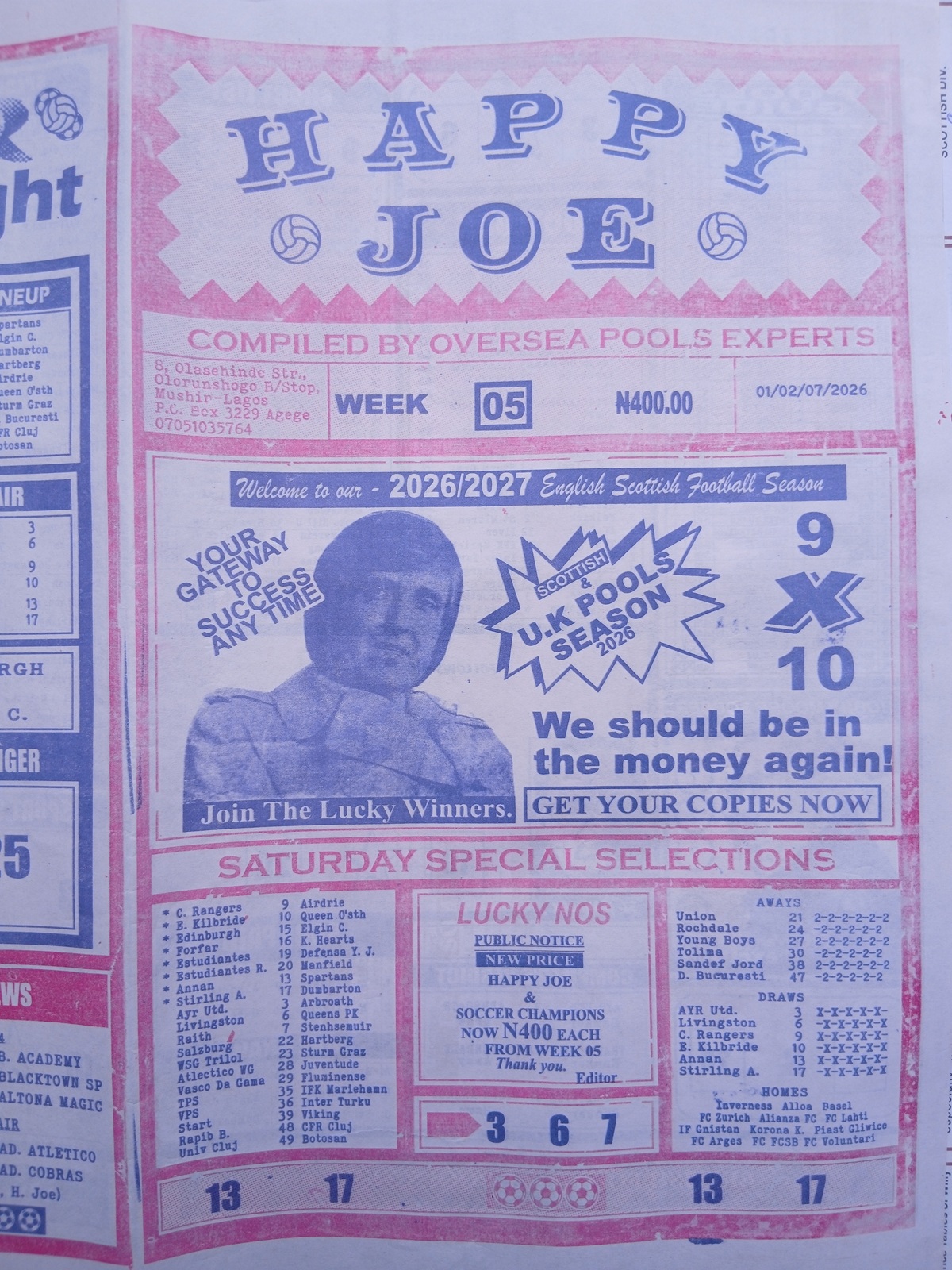 week 5 happy joe 2026 page 1